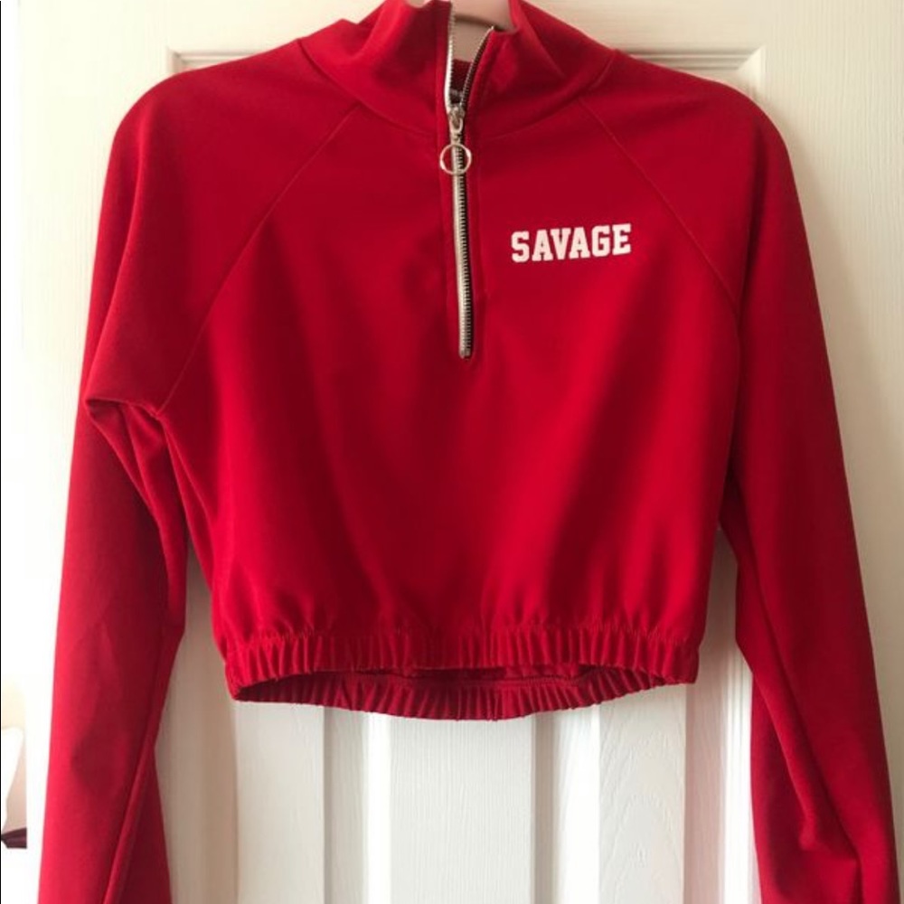 Long sleeve crop (red)